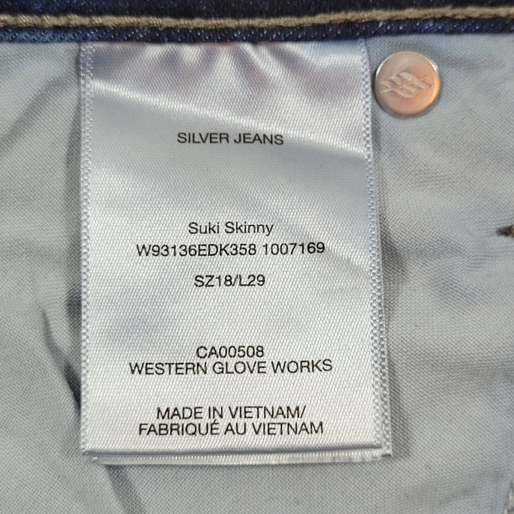 Silver Jeans Co Suki Skinny Women 18 Blue Excellent Mid Rise Distressed W93136 - Picture 8 of 10